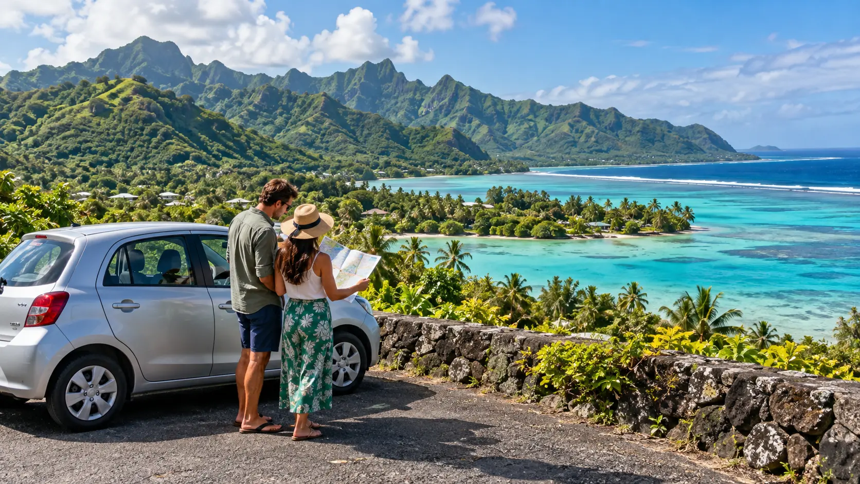 Rarotonga mountains and tropical landscape