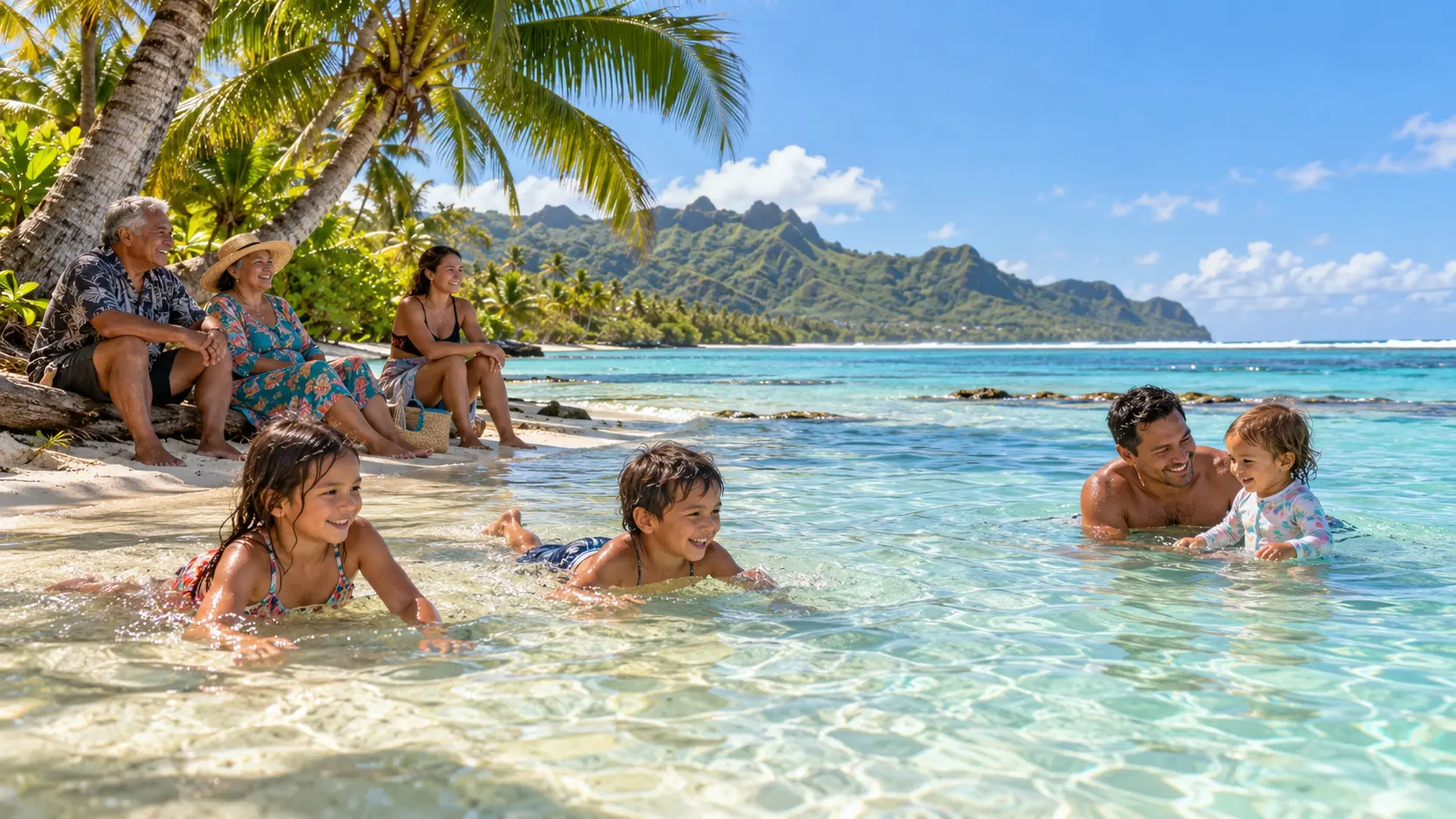 Illustrative Cook Islands travel scene