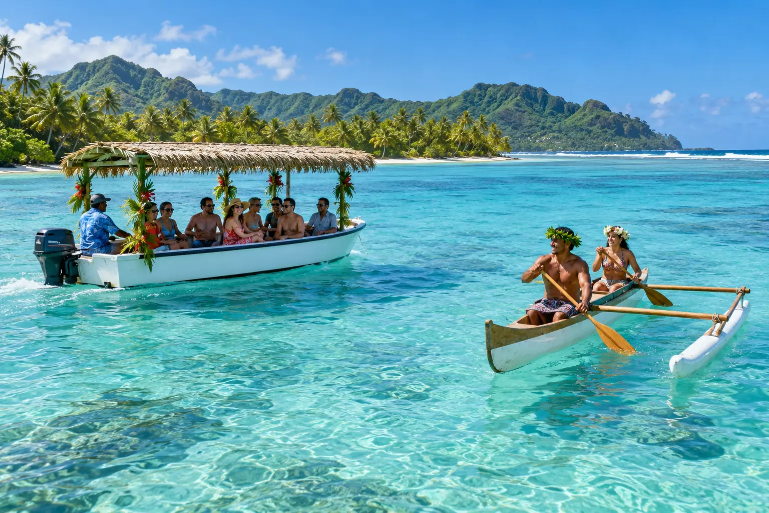 Illustrative Cook Islands travel scene