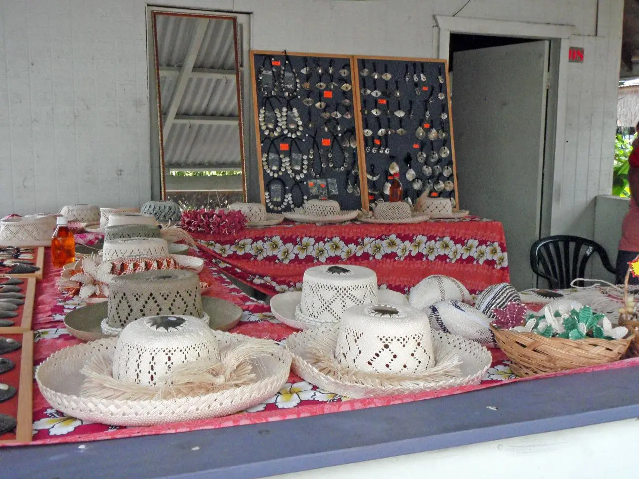 Handwoven Cook Islands hats at Punanga Nui Market